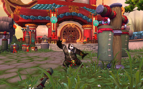 Um Monk Pandaren praticando kung-fu em World of Warcraft: Mists of Pandaria